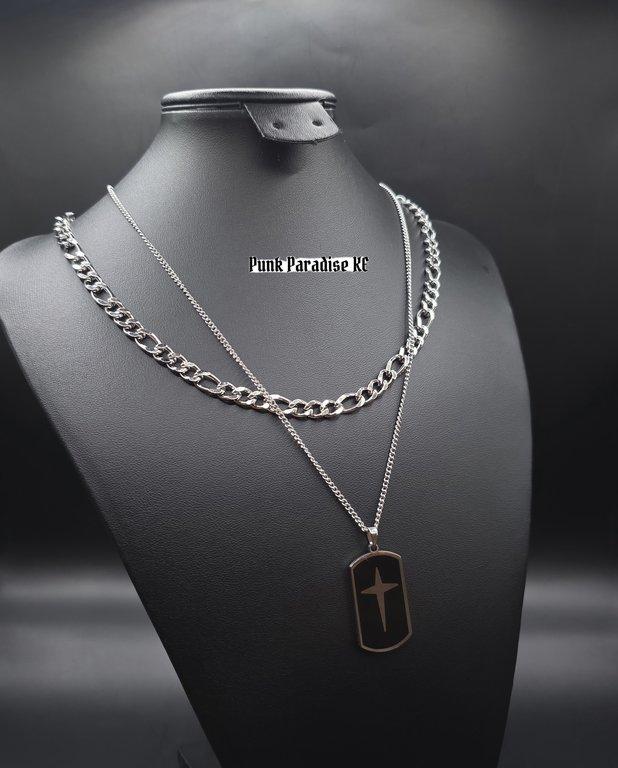 Layered silver cross piece