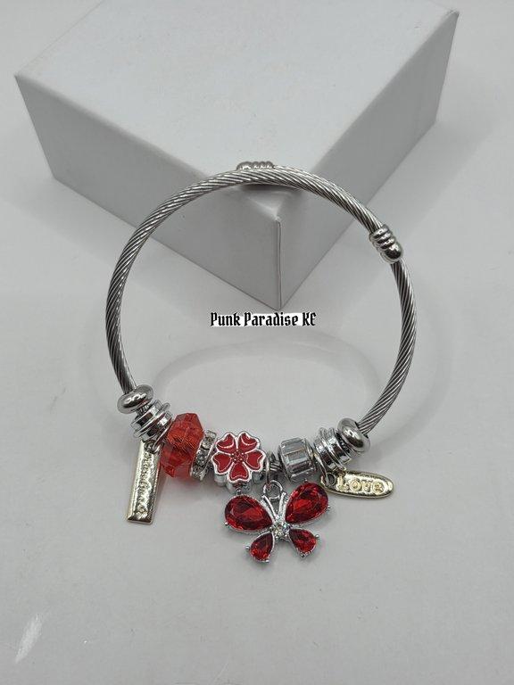 Red butterfly charm bracelet