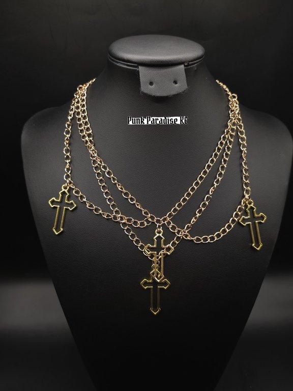 Layered gothic gold cross piece